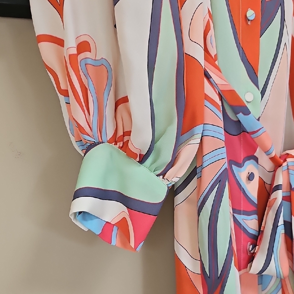 Alexis For Target Colorful Long Sleeve Button Down Dress - Picture 5 of 6